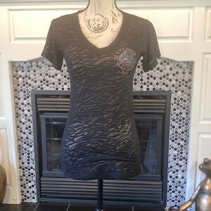 NWT JOA‎ apparel Inc black animal print burnout Sturgis T-shirt